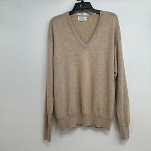 Balmore Cashmere  Sweater Men’s XL Beige V Neck Scotland